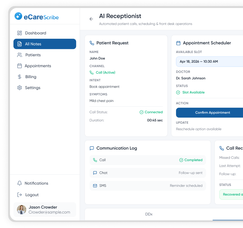 ai receptionist hero image eCareScribe