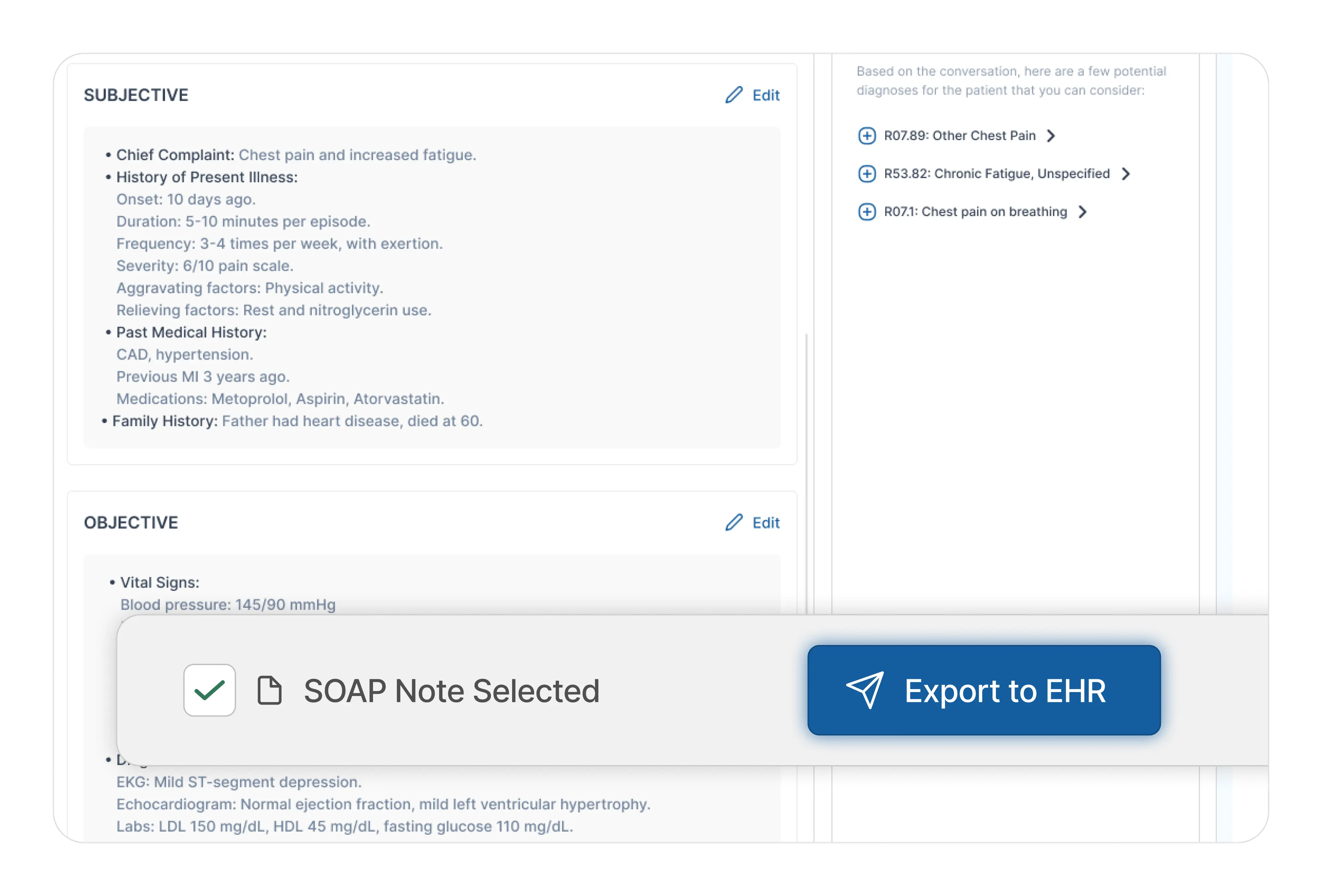 Share transcribed notes with EHR systems